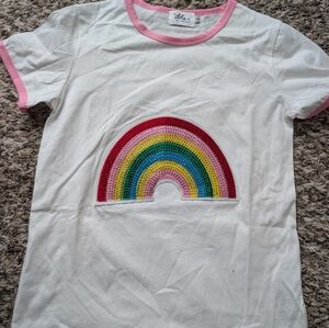 Lola And The Boys Colorful Rainbow Sequin T-Shirt Size 12